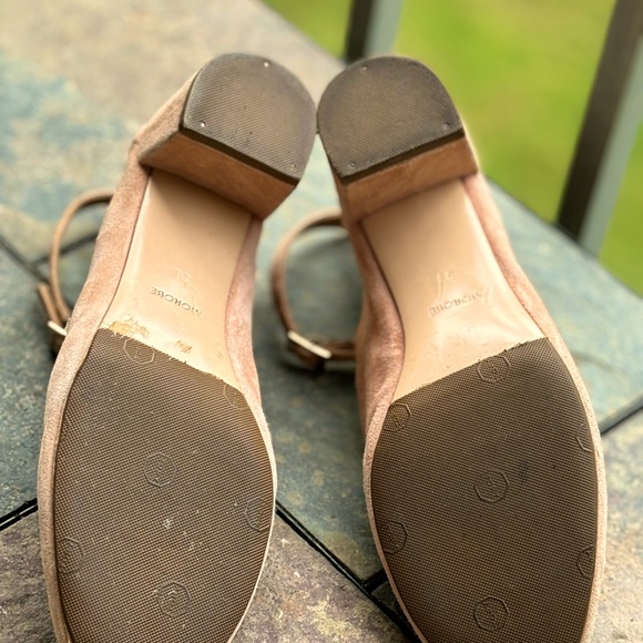 Shrimp pink vintage MOROBE Luxury House Soft Suede Block Heel Mary Janes Size 38 - Picture 9 of 16